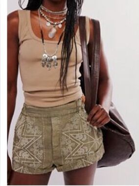 Free People High Rise Shorts - Beige/Tan